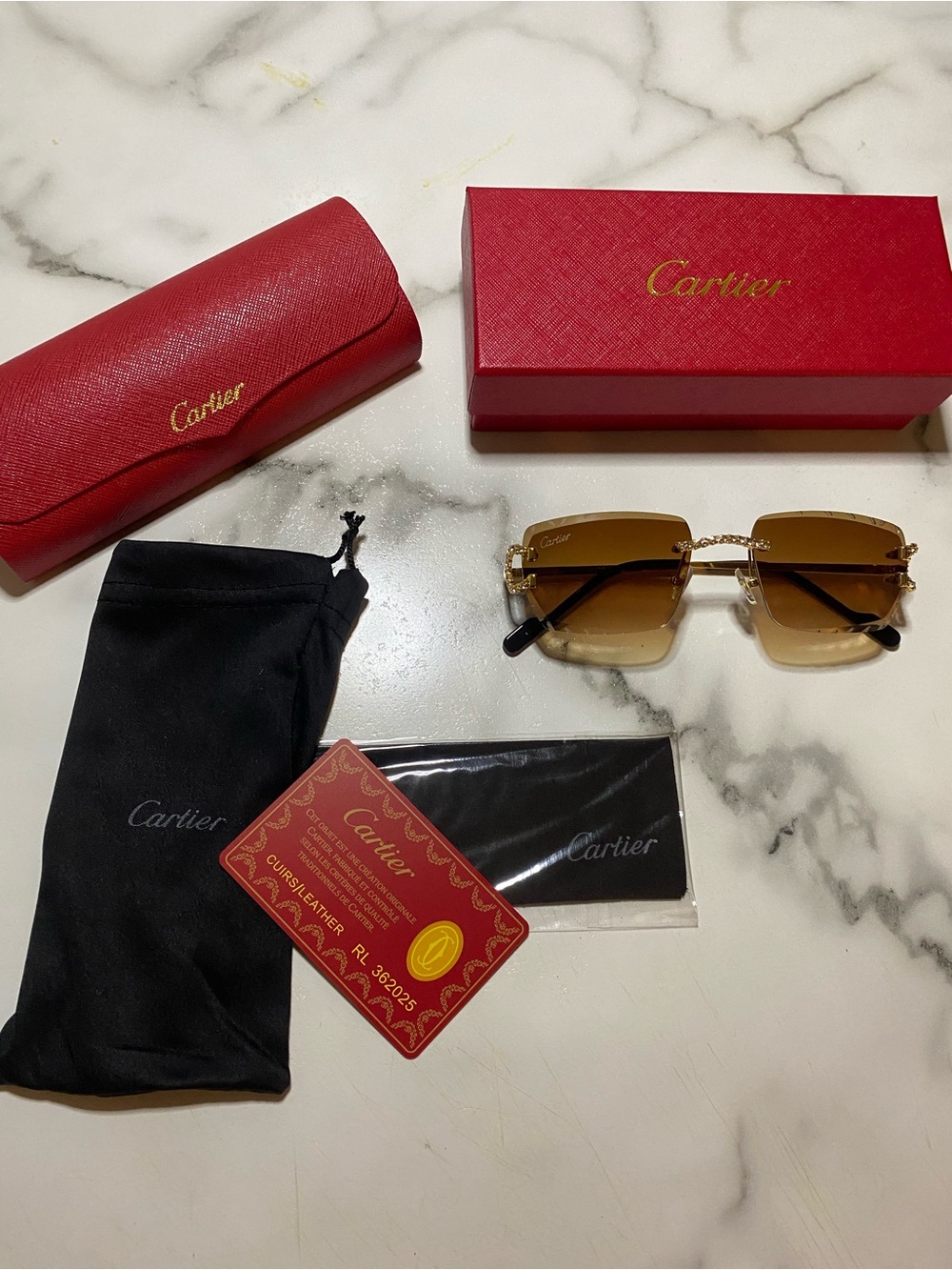 Cartier Gold Frame Sunglasses with Brown Gradient Lenses